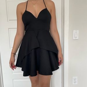 Black Flare Dress with Strappy Back Detail